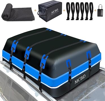 Rooftop Cargo Carrier, 21 Cubic Feet Soft-Shell Waterproof Car Roof Luggage Bag for All Vehicles SUV with/Without Rails,