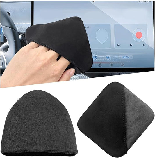 Ohleats 2 PCS Car Screen Cleaner, Microfiber Auto Screen Cleaning Pad, Foldable Touch Screen Cleaner Cloth for Vehicle Dashboard LCD Display, Car Cleaning Kits (Triangle+Square)
