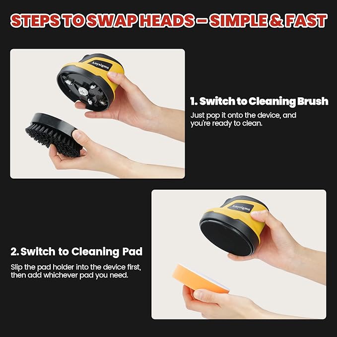 Electric Grill Brush for Outdoor Grill- 4 Replaceable Heads, 3000mAh IPX7 Waterproof BBQ Cleaning Scrubber for Kitchen & Car & Bathroom - Ideal Mother’s for Grill Lovers, Dad, Mom