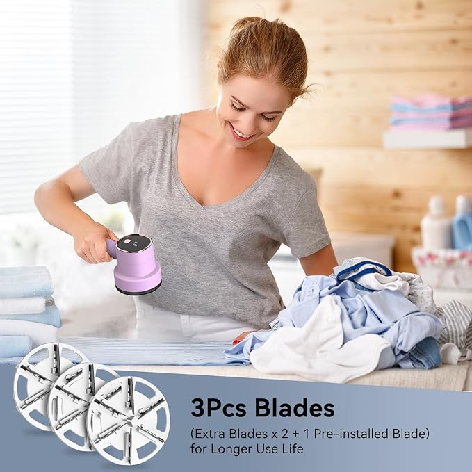 Rechargeable Fabric Shaver for Clothes: 6-Leaf Blades & 3 Speeds to Remove Pilling, Fuzz & Lint Balls - with LED Display, Portable Electric Lint Remover for Sweater, Couch, Blanket, Furniture