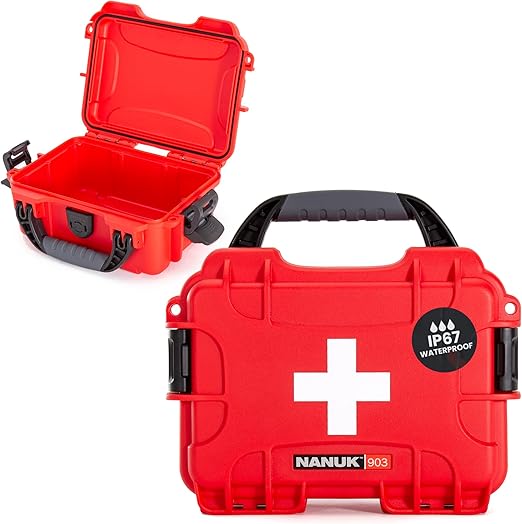 NANUK 903 Waterproof First Aid Box Empty – Durable, Medical First Aid Organizer Case, IP67-Rated, Dustproof, Impact-Resi