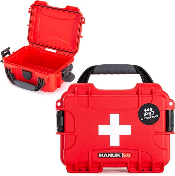NANUK 903 Waterproof First Aid Box Empty – Durable, Medical First Aid Organizer Case, IP67-Rated, Dustproof, Impact-Resi