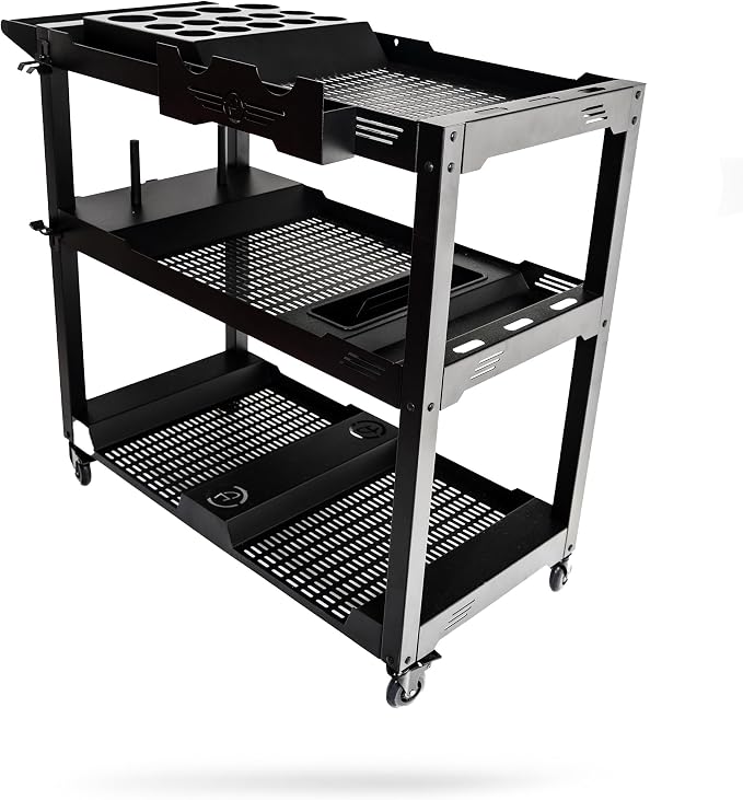 Adam's Polishes Professional Detail Cart Powder Coated Metal Car Detailing Cart for Garage | Storage Space, Rolling Prem