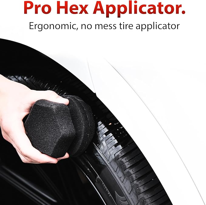 Adam's Polishes Pro Tire Hex Grip Applicator - Tire Shine Car Detailing Foam Sponge Tool | Car Cleaning Supplies After Car Wash leaner | for Vinyl Rubber & Trim Accessories | Wheel & Rim Cleaner