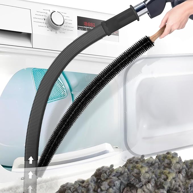 PetOde 2 Pieces Dryer Vent Cleaner Kit Compatible with Most Vacuum Cleaner, Dryer Lint Brush and Vacuum Hose Attachment, Quickly Lint Remover, Black