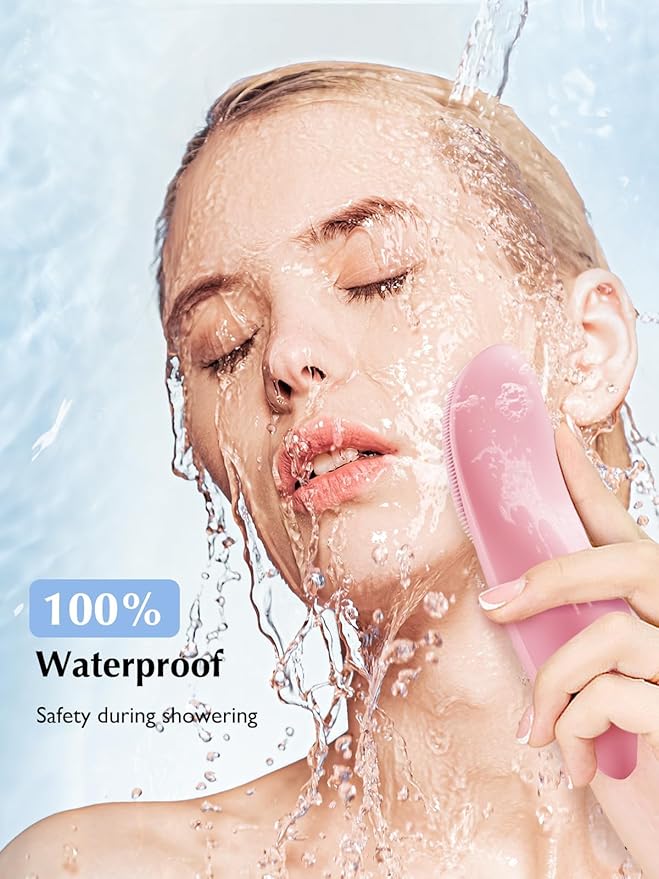 COSLUS JMY05 Facial Cleansing Brush Silicone Face Scrubber: Waterproof Rechargeable Face Wash Brush, 4 Cleansing Modes, Electric Face Exfoliator for Men Women Cleaning, Exfoliating, Massaging