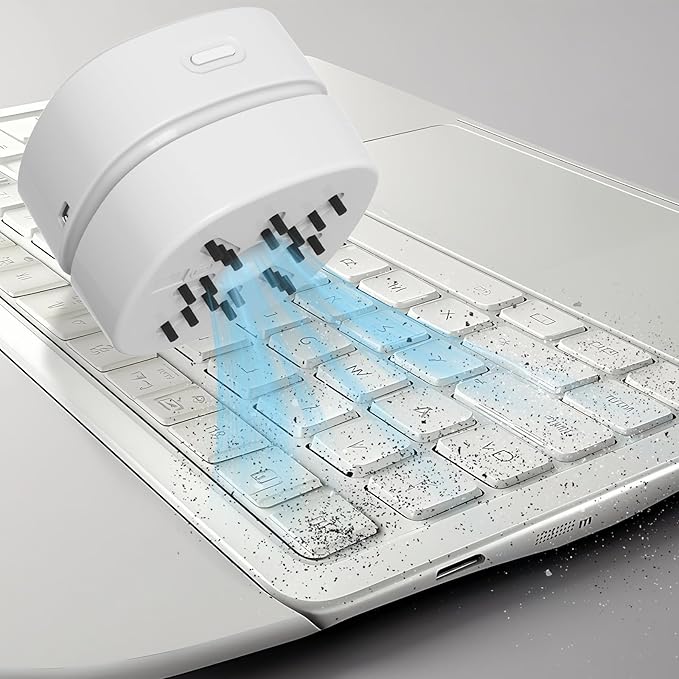 Desktop Vacuum Cleaner, Mini Table Dust Crumb Sweeper USB Charging for Cleaning Eraser Crumbs, Dust, Crumbs, Computer Keyboard and Car (White)