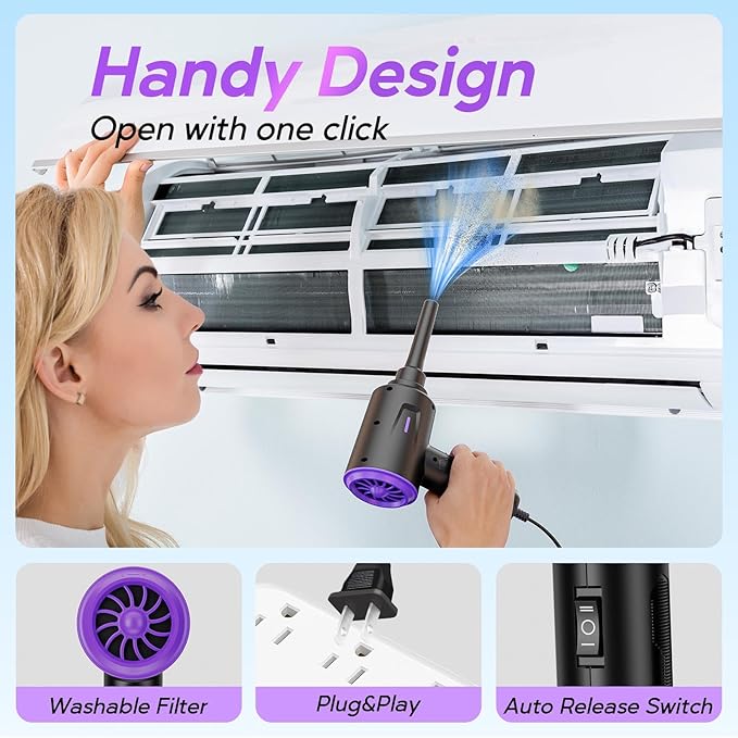 Electric Air Duster - Air Blower - Multi-Use Compressed Air Duster for Keyboard- Computer and PC - 5.74 oz Powerful Motor