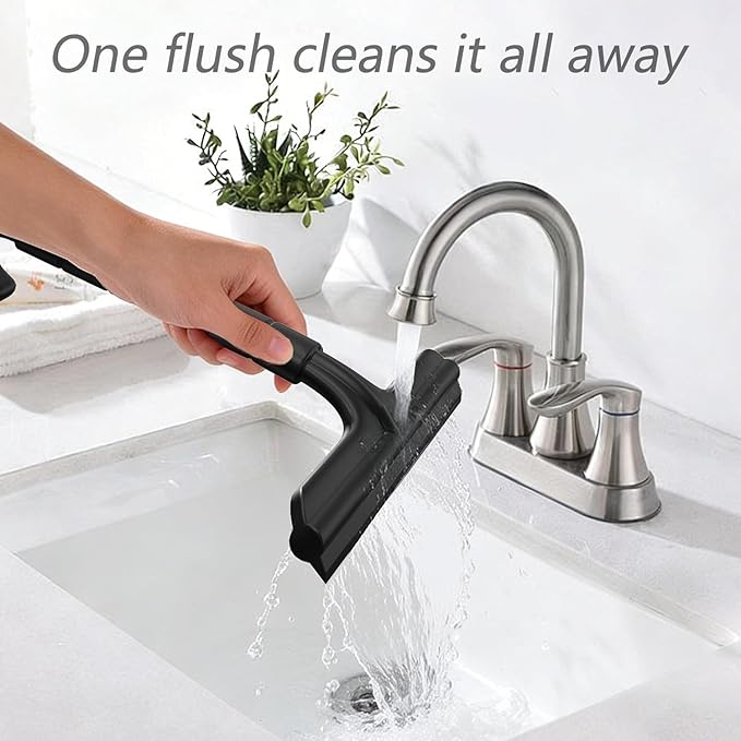 All-One-Piece Shower Squeegee for Glass Doors, Silicone Bathroom Squeegee for Shower Glass, Window Tool for Tile Walls, Mirrors, Kitchen and Car, Hand Small Scraper(7.87in-Black)