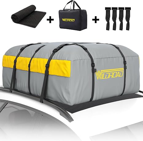 WILDROAD 21 cu ft PVC Roof Cargo Bag, Waterproof, Anti-Slip, Fits SUV/Cars