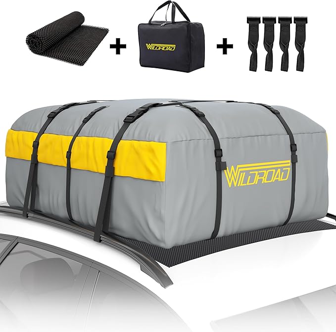 WILDROAD 21 cu ft PVC Roof Cargo Bag, Waterproof, Anti-Slip, Fits SUV/Cars