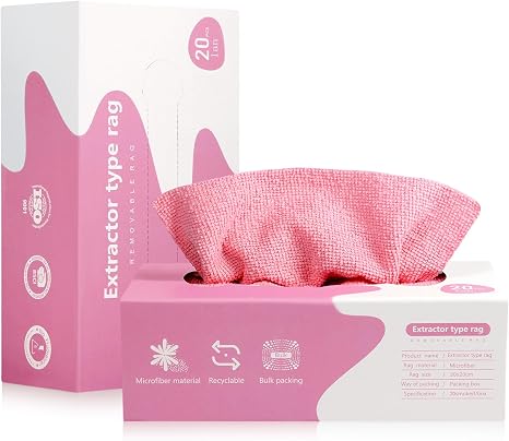 Luiruey Microfiber Cleaning Cloth Rags in A Box (20 Count) -7.9" x 7.9" Reusable Microfiber Towels for Cars - Edgeless T