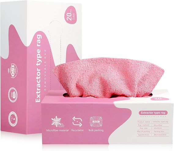 Luiruey Microfiber Cleaning Cloth Rags in A Box (20 Count) -7.9" x 7.9" Reusable Microfiber Towels for Cars - Edgeless T