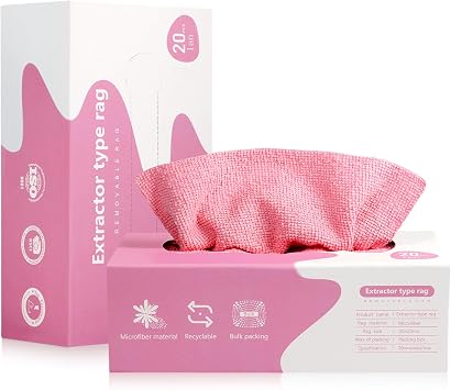 Luiruey Microfiber Cleaning Cloth Rags in A Box (20 Count) -7.9" x 7.9" Reusable Microfiber Towels for Cars - Edgeless T