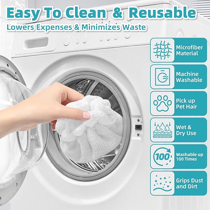 LOVECO Small Microfiber Bonnets (Triangle) Compatible with Dupray Steam Cleaner, McCulloch, awasky, etc, Reusable Washable Steam Cleaner Accessories for Multi-Surface, Soft Microfiber Cloths (5 Pack)