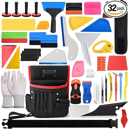 NEWISHTOOL Vinyl Wrap Tool Window Tint Film Application Kit Includes Wrap Tools Bag Wristband Pouch Vinyl Magnets PPF Sq