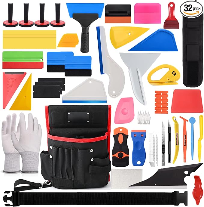 NEWISHTOOL Vinyl Wrap Tool Window Tint Film Application Kit Includes Wrap Tools Bag Wristband Pouch Vinyl Magnets PPF Sq