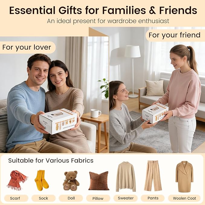 Fabric Shaver, Lint Shaver with Lint Brush, 3-Speed Sweater Shaver to Remove Pilling for Clothing, 6 Leaf Blade, LED Display, Electric Lint Remover for Furniture, Blanket, Couch (Beige)