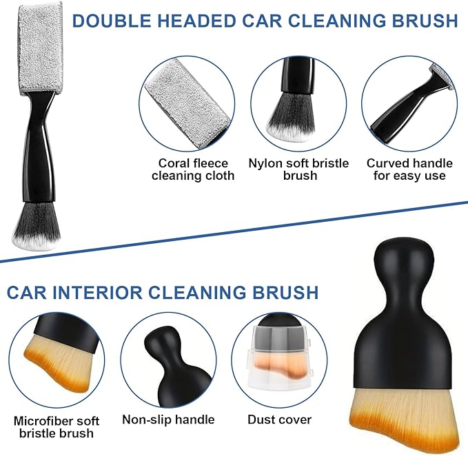 Car Interior Detail Dust Brush, 3PCS car Cleaning Brush, Soft Car Interior Detailing Kit Tools - Professional Auto Detailing Brushes for Car Interior, Air Vents, Computer, Keyboard