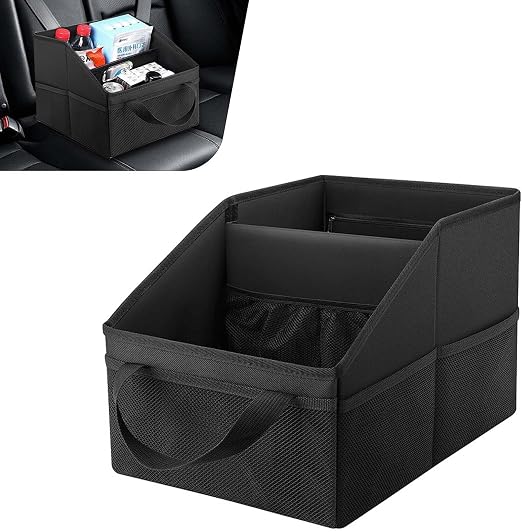 Car Seat Organizer, Car Organizer Backseat, Collapsible Small Auto Seat Storage with Handles and Mesh Pockets, for Front