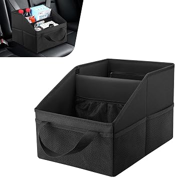 Car Seat Organizer, Car Organizer Backseat, Collapsible Small Auto Seat Storage with Handles and Mesh Pockets, for Front