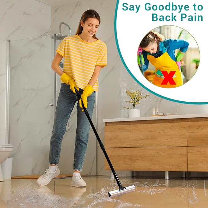 62" Carpet Rake for Pet Hair Removal – Adjustable Carpet Broom Bundle with Carpet Scraper & Hair Picker, Pet Hair Removal Tool for Dog & Cat Hair, Rug Rake Carpet Brush for Furniture & Carpets