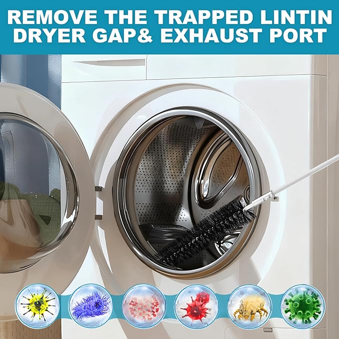 Sealegend 60 Feet Dryer Vent Cleaner Kit/Lint Remover/2×Upgraded Flexible Quick-Snap Brush/Fireplace Chimney Brushes for Easy to Use/Works Well with/Without a Power Drill