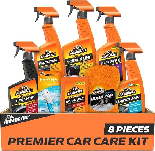 Armor All Ultimate Premier Car Care Kit, 8 Pieces, Includes Tire and Wheel Cleaners, Exterior and Interior Car Cleaning 