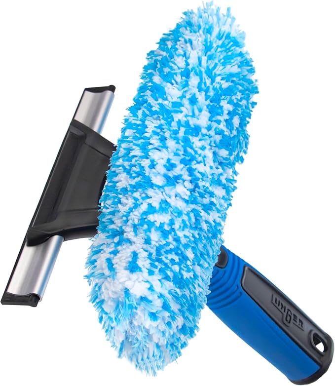 Unger Professional Connect and Clean 2-in-1 Squeegee and Scrubber, 6” Window Cleaning Tool, Commercial and Residential Use, Washer Cleaner Supplies to Remove Excess Water and Dry