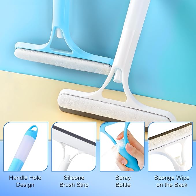 3 in 1 Spray Squeegee, WindowSqueegee with Spray, 3 in 1 WindowSqueegee Cleaning Scraper, Spray WindowSqueegee Cleaner with Spray Bottle for Car, Home, Kitchen Windows (Blue)