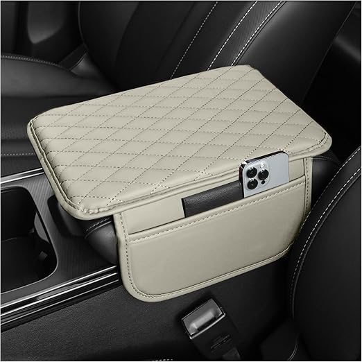 Stacool Upgraded Car Center Console Cover,Microfiber Leather Car Armrest Cover Cushion with 2 Storage Bags,Universal Car