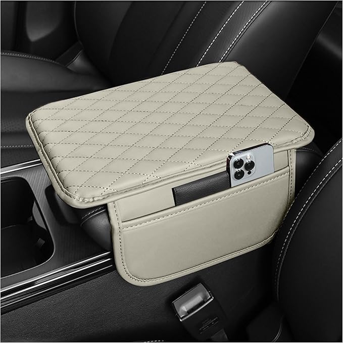 Stacool Upgraded Car Center Console Cover,Microfiber Leather Car Armrest Cover Cushion with 2 Storage Bags,Universal Car