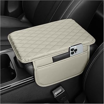 Stacool Upgraded Car Center Console Cover,Microfiber Leather Car Armrest Cover Cushion with 2 Storage Bags,Universal Car