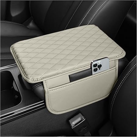 Stacool Upgraded Car Center Console Cover,Microfiber Leather Car Armrest Cover Cushion with 2 Storage Bags,Universal Car