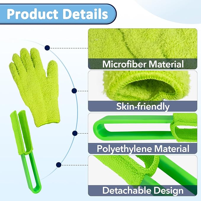 4 PCS Plants Cleaning Set, Include 2 PCS Microfiber Gloves for Plant Dusting, 1 PCS Leaf Cleaner Tong with 2 PCS Separate Cloth Covers Reusable Microfiber Sleeves and Gloves Plants Cleaning Set