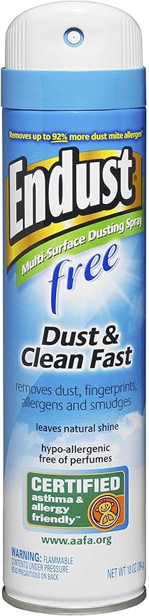 Endust Fragrance Free Hypo-Allergenic Dusting and Cleaning Spray, Hypo-allergenic, Fragrance Free, No Flavor, 10 Fl Oz