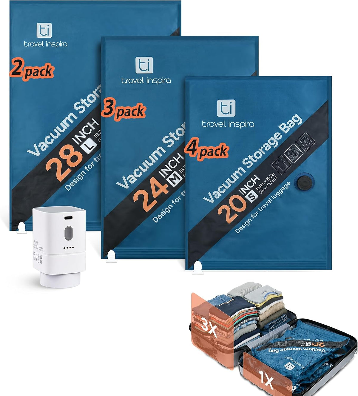 Oxford Fabric Vacuum Storage Bags for Travel, Tear & Scratch Resistant