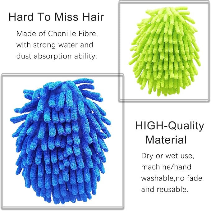 Microfiber Feather Duster,13 Inch Length, with 4 pcs Washable Cloth, Car Duster, Perfect for Cleaning Windows, Tables, Cars,Furniture, Keyboards, Fans, Screens,Mirrors