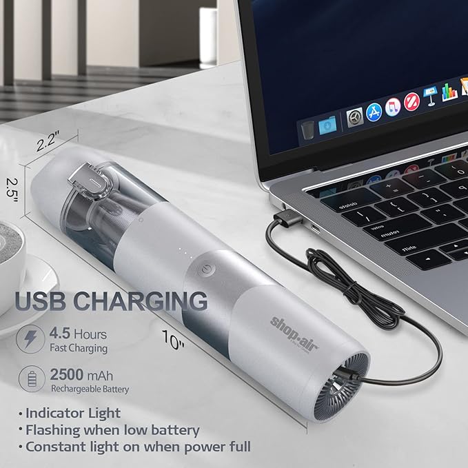 Cordless Handheld Vacuum Cleaner, 5500Pa 65W Powerful Suction, Mini Vacuum with Attachments, Rechargeable 2500mAH Li-ion Battery, for Home, Office and Car