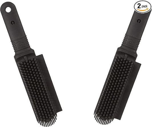 FURemover Plus Pet Hair Rubber Brush with Squeegee, Easily Remove Fur and Lint from Clothing, Carpets and Furniture, Gently Groom Dogs and Cats Wet or Dry, Black, 2 Pack