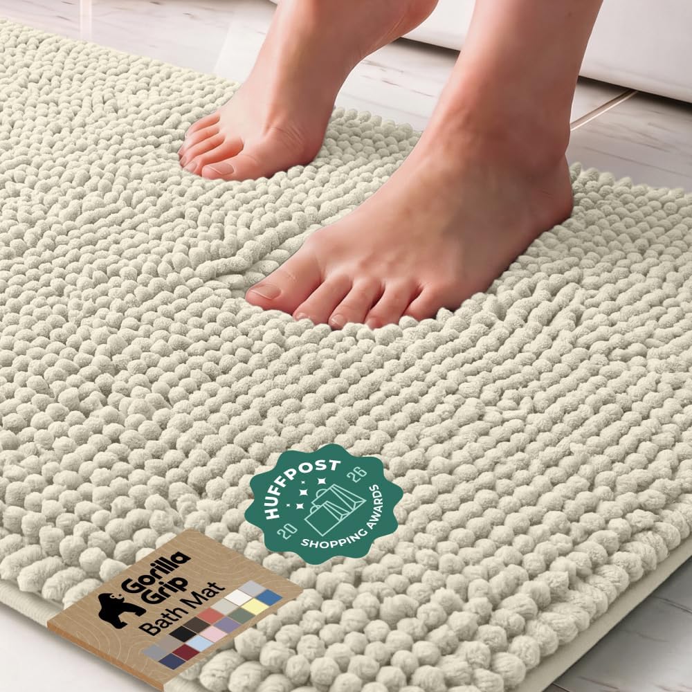 Bath Rug Mat for Bathroom, Thick Chenille, 24x17 Dusty Cloud
