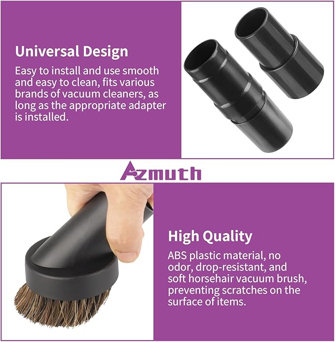 25mm Soft Horsehair Vacuum Brush Attachment with Vacuum Hose Adapter for Shark Vacuum Attachments, Vacuum Attachment for Shop Vac and Most Household Vacuum Cleaner - 3 Pcs