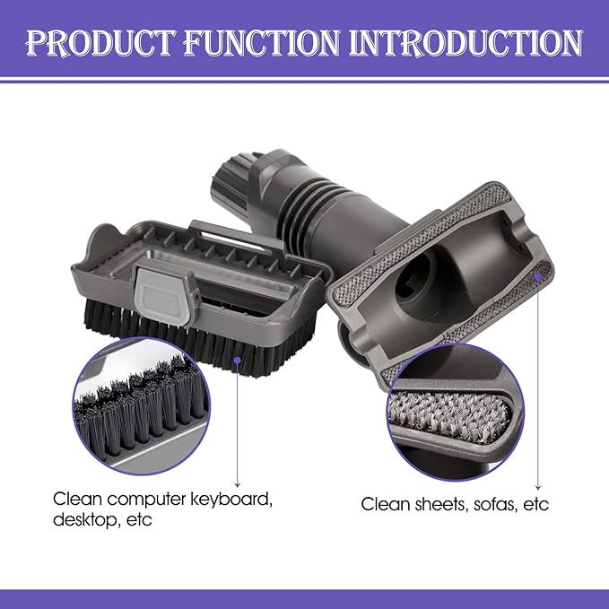 Vacuum Attachments Compatible with Shark Pet Cordless Stick IX141 IZ162H IZ361H IX140 IX142 IX143 IZ140 IZ142 UZ145 Removable 2-in-1 Tool Brush Replacement Parts for D-Shaped Vacuum # 613FJ160
