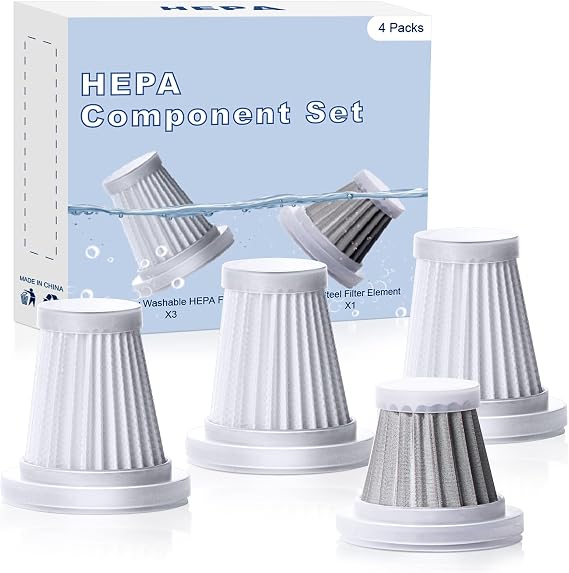 Saker Car Vacuum Cleaner Original Filter Set, 3 HEPA Filter and 1 Steel Filter, Adapted to Saker HL Series Handheld Vacu