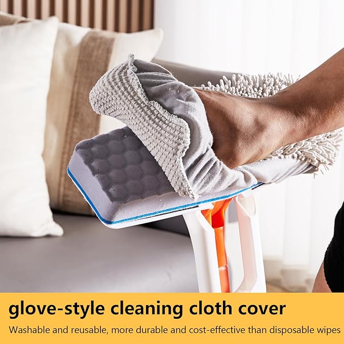 Magic Sponge Eraser Mop, 56" Adjustable Mop Handle with Flexible 10" Flat Head with Microfiber Pad and Magic Sponge Eraser Pads