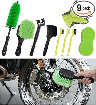 9 Pack Motorcycle Cleaning Kit, Motorcycle Detailing Kit