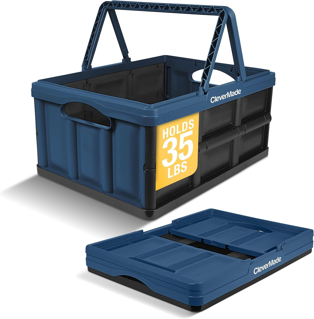 Collapsible Basket With Handles, 32L 1 Pack, 35 lb, Ocean