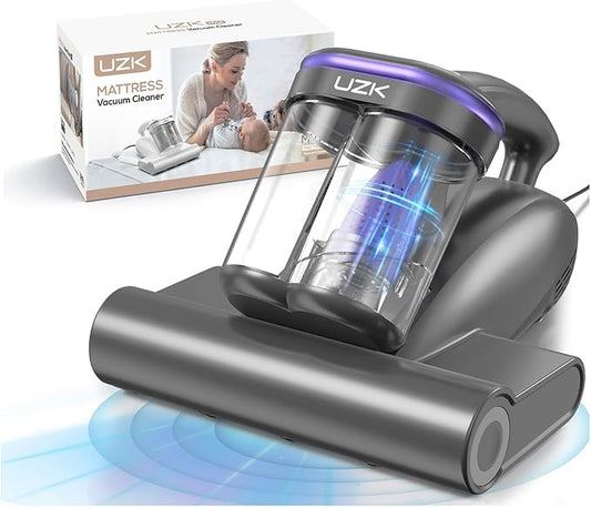 Bed Vacuum Cleaner Mattress Vacuum Cleaner,16Kpa Powerful Handheld Vacuums with UV-C Light & Double Dust Cup & High Heating & Ultrasonic & HEPA Filter for Bed Sofa(Corded,Black)