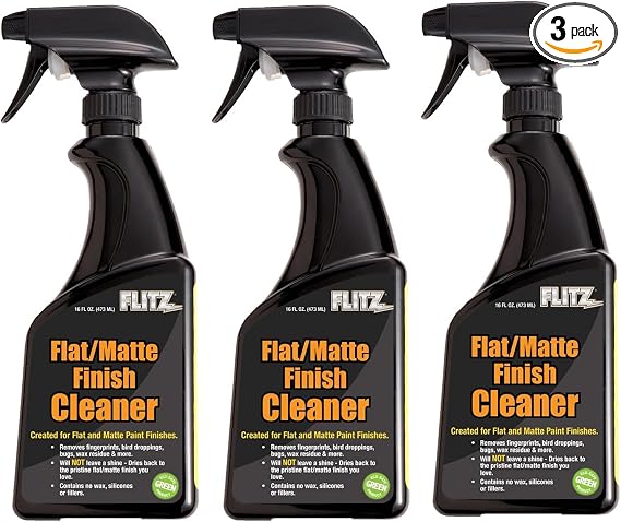 Flitz Flat Matte Finish Cleaner - 16oz Bottle of USA-Made Vinyl Wrap Spray to Easily Remove Grease, Wax, Dust, & More - 