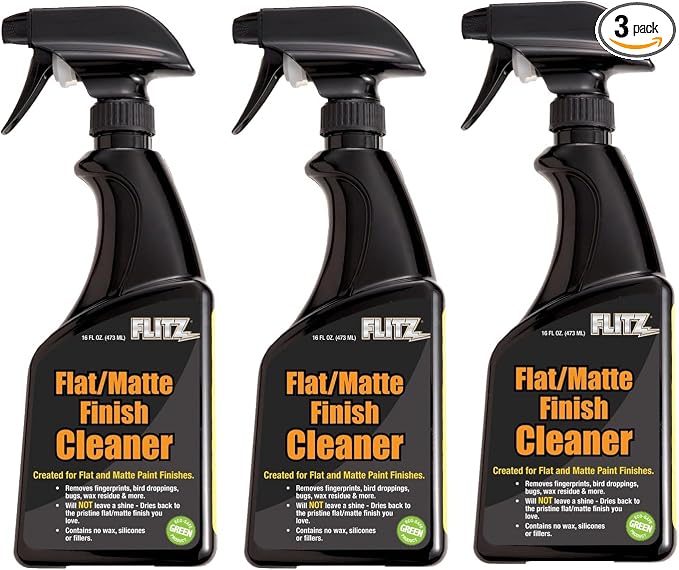 Flitz Flat Matte Finish Cleaner - 16oz Bottle of USA-Made Vinyl Wrap Spray to Easily Remove Grease, Wax, Dust, & More - 